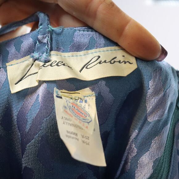 Vintage Lillie Rubin Blue Leopard Print Dress | 80s Glam Party Dress | S/M - Picture 6 of 6